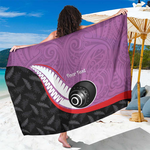 Personalised Aotearoa Lawn Bowls Sarong Maori and Silver Fern Sporty Style Pink Color - Aussie Hoodie