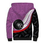 Personalised Aotearoa Lawn Bowls Sherpa Hoodie Maori and Silver Fern Sporty Style Pink Color - Aussie Hoodie