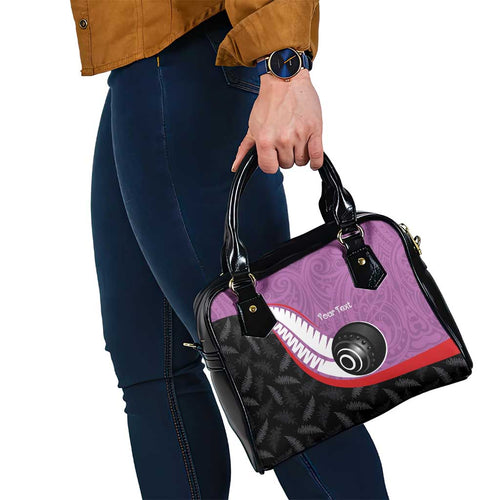 Personalised Aotearoa Lawn Bowls Shoulder Handbag Maori and Silver Fern Sporty Style Pink Color - Aussie Hoodie