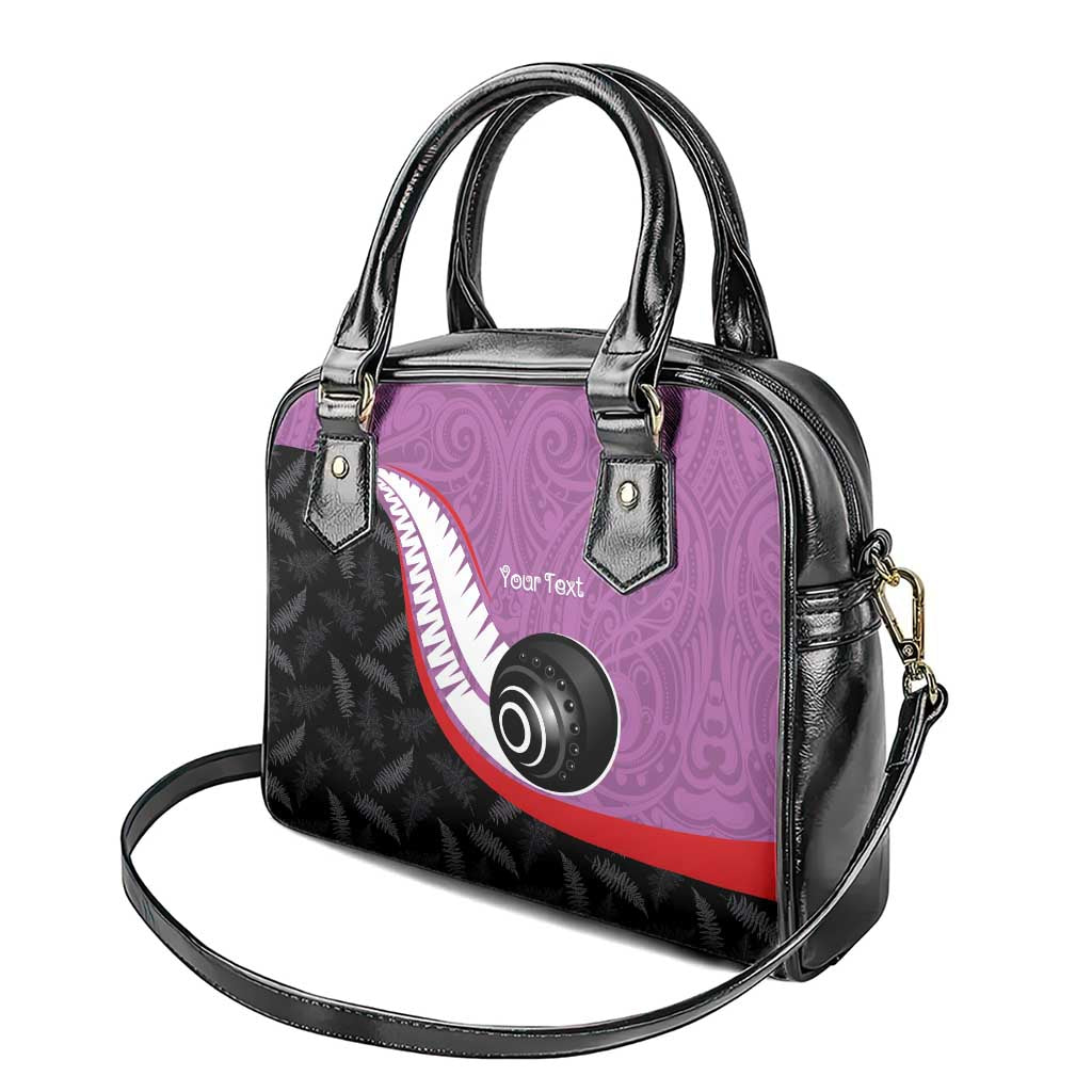 Personalised Aotearoa Lawn Bowls Shoulder Handbag Maori and Silver Fern Sporty Style Pink Color - Aussie Hoodie