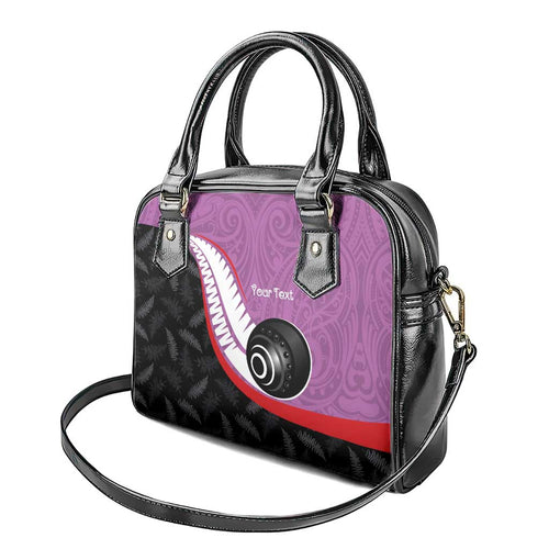 Personalised Aotearoa Lawn Bowls Shoulder Handbag Maori and Silver Fern Sporty Style Pink Color - Aussie Hoodie