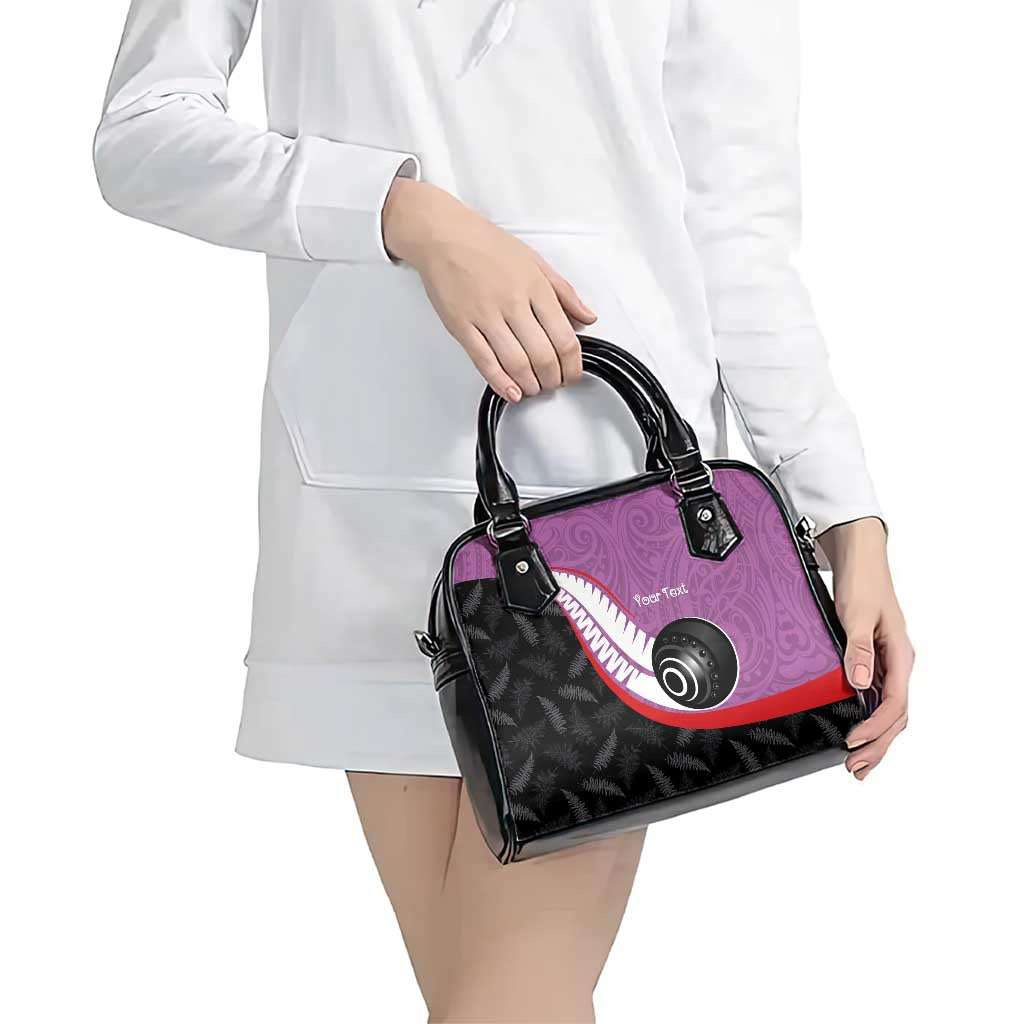 Personalised Aotearoa Lawn Bowls Shoulder Handbag Maori and Silver Fern Sporty Style Pink Color - Aussie Hoodie