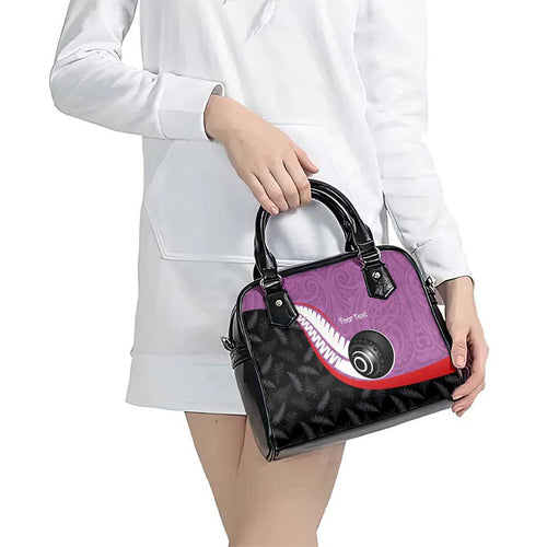 Personalised Aotearoa Lawn Bowls Shoulder Handbag Maori and Silver Fern Sporty Style Pink Color - Aussie Hoodie