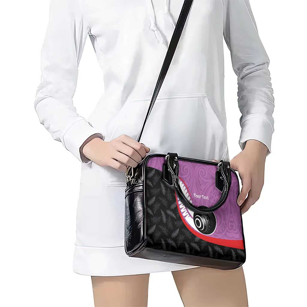 Personalised Aotearoa Lawn Bowls Shoulder Handbag Maori and Silver Fern Sporty Style Pink Color - Aussie Hoodie