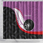 Personalised Aotearoa Lawn Bowls Shower Curtain Maori and Silver Fern Sporty Style Pink Color - Aussie Hoodie