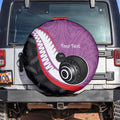 Personalised Aotearoa Lawn Bowls Spare Tire Cover Maori and Silver Fern Sporty Style Pink Color - Aussie Hoodie
