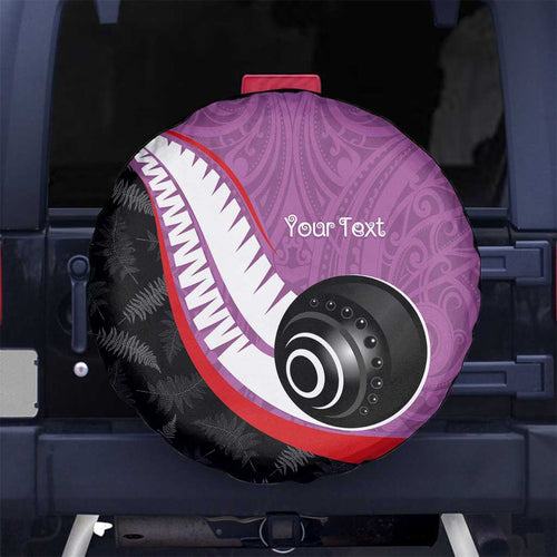 Personalised Aotearoa Lawn Bowls Spare Tire Cover Maori and Silver Fern Sporty Style Pink Color - Aussie Hoodie