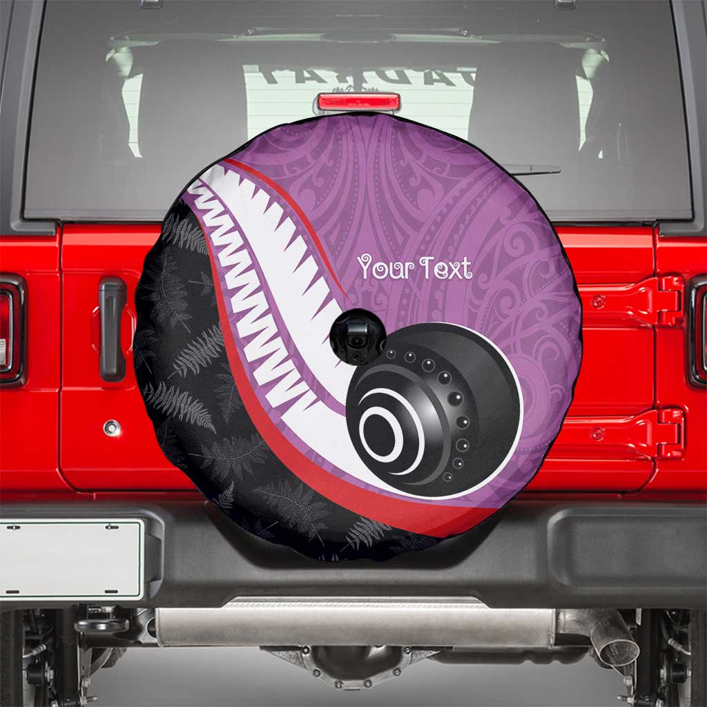 Personalised Aotearoa Lawn Bowls Spare Tire Cover Maori and Silver Fern Sporty Style Pink Color - Aussie Hoodie