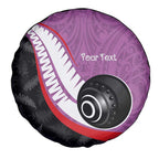 Personalised Aotearoa Lawn Bowls Spare Tire Cover Maori and Silver Fern Sporty Style Pink Color - Aussie Hoodie