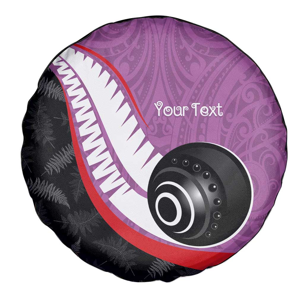 Personalised Aotearoa Lawn Bowls Spare Tire Cover Maori and Silver Fern Sporty Style Pink Color - Aussie Hoodie