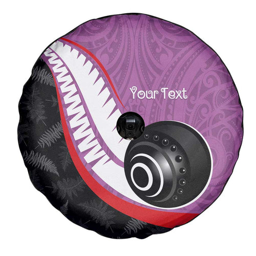Personalised Aotearoa Lawn Bowls Spare Tire Cover Maori and Silver Fern Sporty Style Pink Color - Aussie Hoodie
