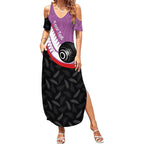 Personalised Aotearoa Lawn Bowls Summer Maxi Dress Maori and Silver Fern Sporty Style Pink Color - Aussie Hoodie