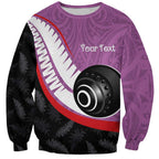 Personalised Aotearoa Lawn Bowls Sweatshirt Maori and Silver Fern Sporty Style Pink Color - Aussie Hoodie