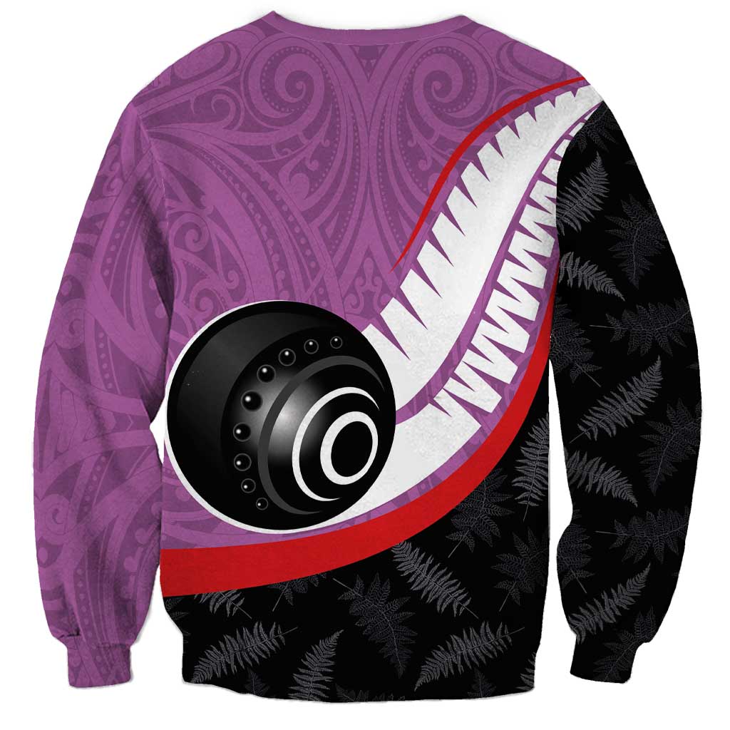 Personalised Aotearoa Lawn Bowls Sweatshirt Maori and Silver Fern Sporty Style Pink Color - Aussie Hoodie