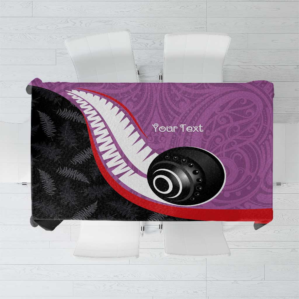 Personalised Aotearoa Lawn Bowls Tablecloth Maori and Silver Fern Sporty Style Pink Color - Aussie Hoodie