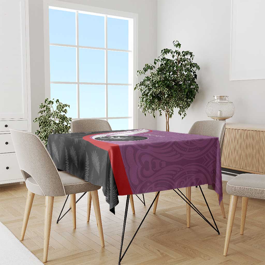 Personalised Aotearoa Lawn Bowls Tablecloth Maori and Silver Fern Sporty Style Pink Color - Aussie Hoodie