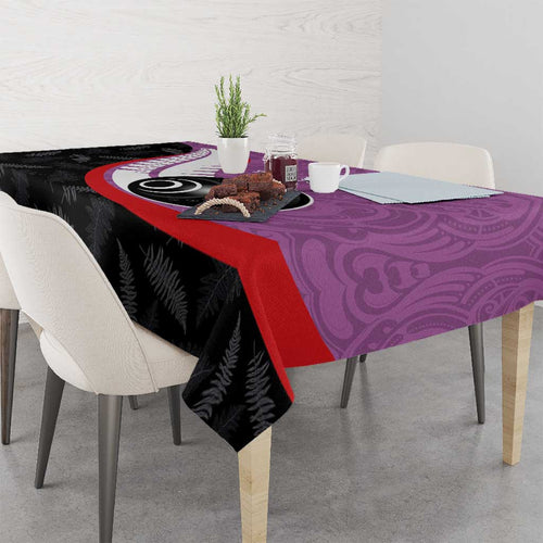 Personalised Aotearoa Lawn Bowls Tablecloth Maori and Silver Fern Sporty Style Pink Color - Aussie Hoodie