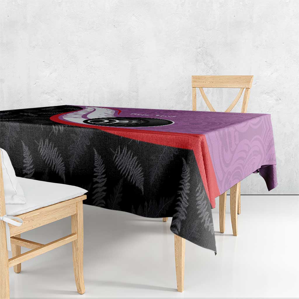 Personalised Aotearoa Lawn Bowls Tablecloth Maori and Silver Fern Sporty Style Pink Color - Aussie Hoodie