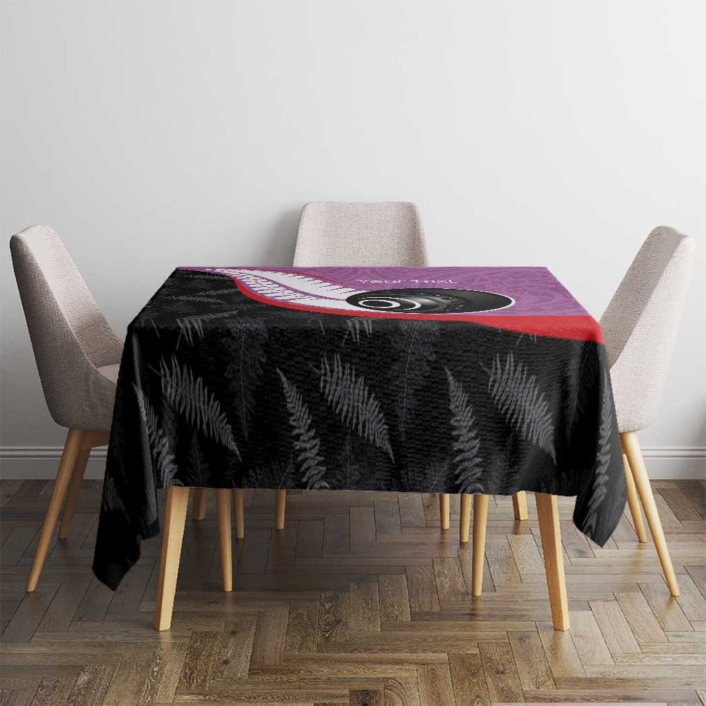 Personalised Aotearoa Lawn Bowls Tablecloth Maori and Silver Fern Sporty Style Pink Color - Aussie Hoodie