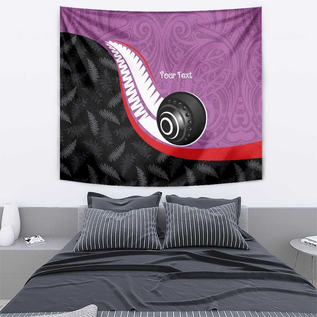 Personalised Aotearoa Lawn Bowls Tapestry Maori and Silver Fern Sporty Style Pink Color - Aussie Hoodie