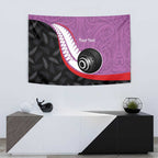 Personalised Aotearoa Lawn Bowls Tapestry Maori and Silver Fern Sporty Style Pink Color - Aussie Hoodie