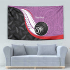Personalised Aotearoa Lawn Bowls Tapestry Maori and Silver Fern Sporty Style Pink Color - Aussie Hoodie