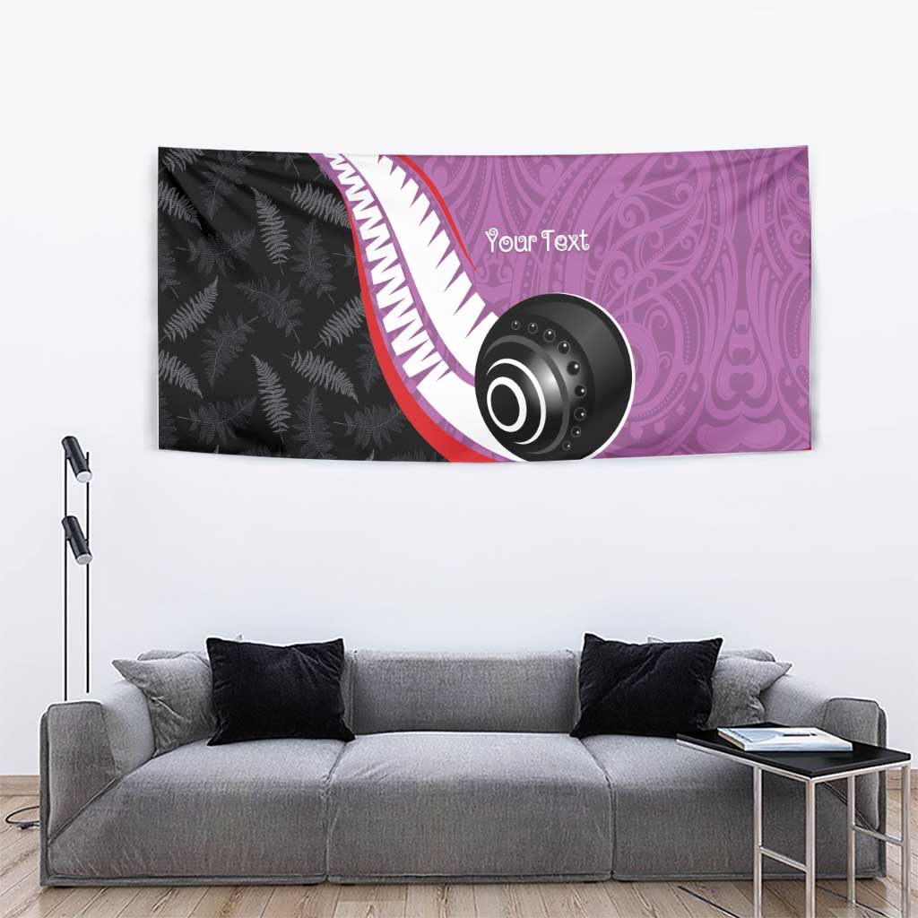 Personalised Aotearoa Lawn Bowls Tapestry Maori and Silver Fern Sporty Style Pink Color - Aussie Hoodie