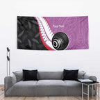 Personalised Aotearoa Lawn Bowls Tapestry Maori and Silver Fern Sporty Style Pink Color - Aussie Hoodie