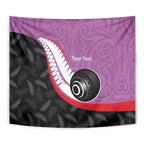 Personalised Aotearoa Lawn Bowls Tapestry Maori and Silver Fern Sporty Style Pink Color - Aussie Hoodie