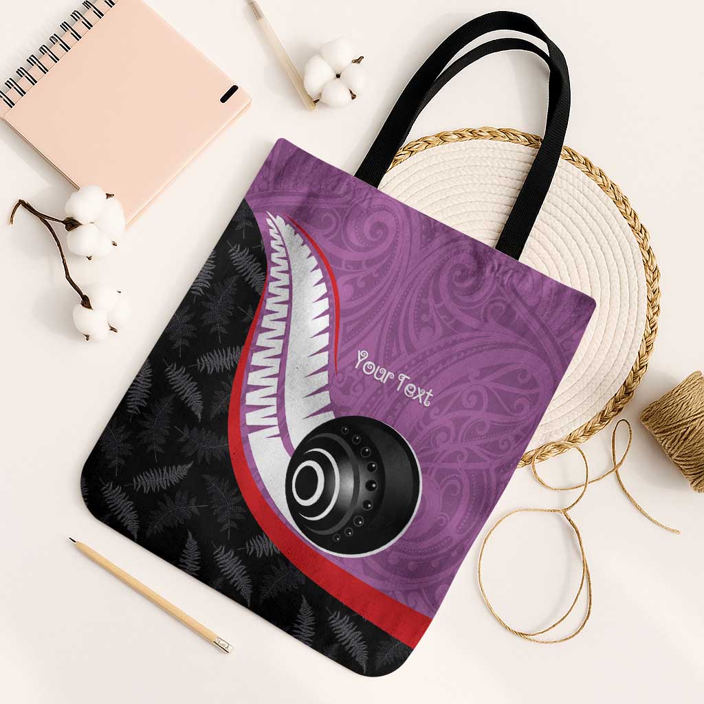 Personalised Aotearoa Lawn Bowls Tote Bag Maori and Silver Fern Sporty Style Pink Color - Aussie Hoodie