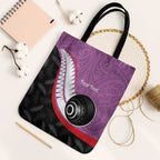 Personalised Aotearoa Lawn Bowls Tote Bag Maori and Silver Fern Sporty Style Pink Color - Aussie Hoodie