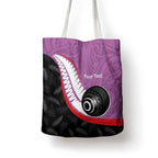 Personalised Aotearoa Lawn Bowls Tote Bag Maori and Silver Fern Sporty Style Pink Color - Aussie Hoodie
