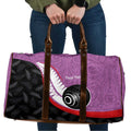 Personalised Aotearoa Lawn Bowls Travel Bag Maori and Silver Fern Sporty Style Pink Color - Aussie Hoodie