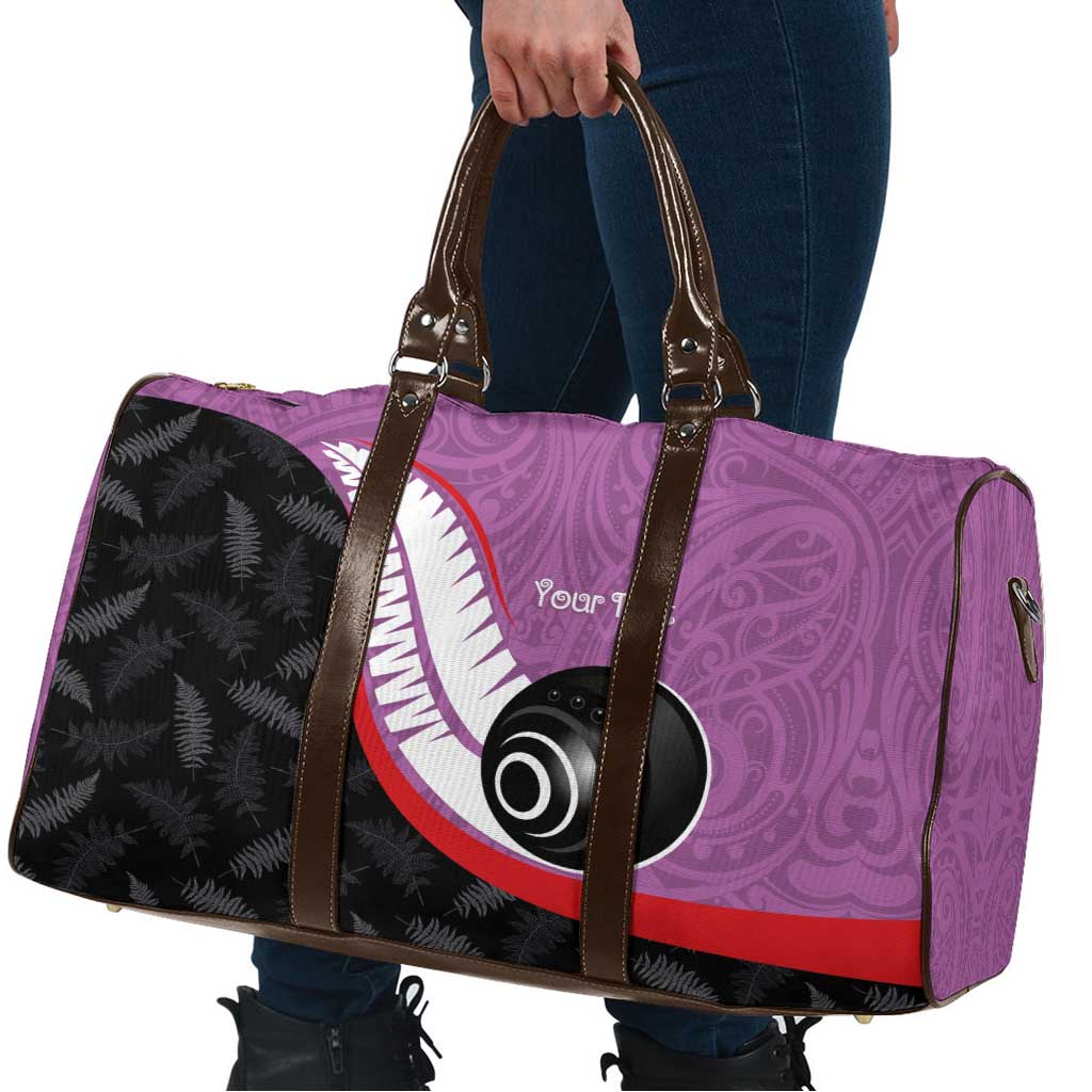 Personalised Aotearoa Lawn Bowls Travel Bag Maori and Silver Fern Sporty Style Pink Color - Aussie Hoodie