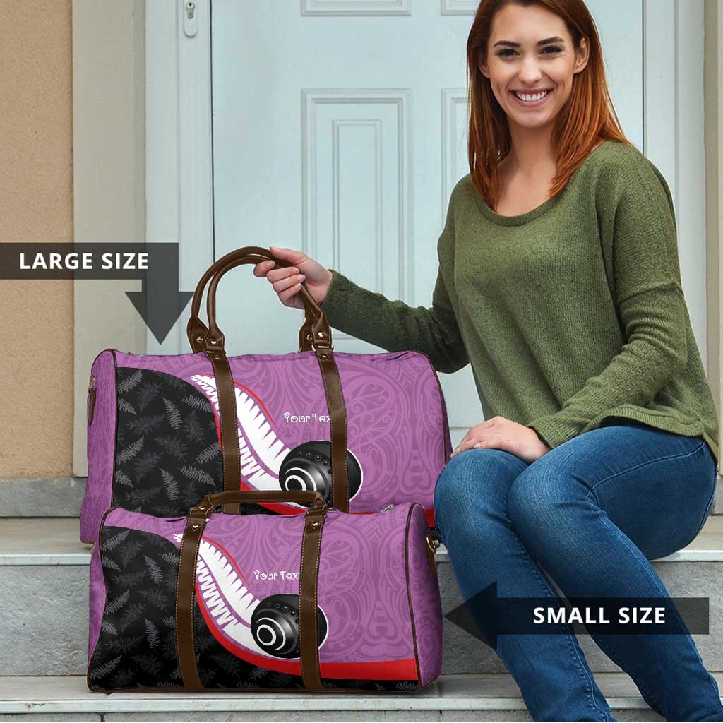 Personalised Aotearoa Lawn Bowls Travel Bag Maori and Silver Fern Sporty Style Pink Color - Aussie Hoodie