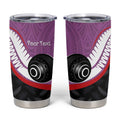 Personalised Aotearoa Lawn Bowls Tumbler Cup Maori and Silver Fern Sporty Style Pink Color - Aussie Hoodie