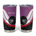 Personalised Aotearoa Lawn Bowls Tumbler Cup Maori and Silver Fern Sporty Style Pink Color - Aussie Hoodie