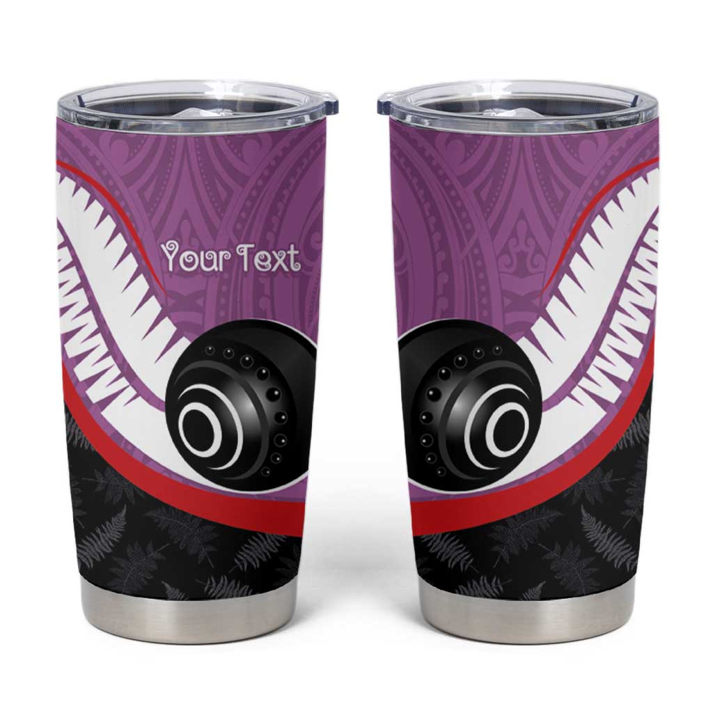 Personalised Aotearoa Lawn Bowls Tumbler Cup Maori and Silver Fern Sporty Style Pink Color - Aussie Hoodie