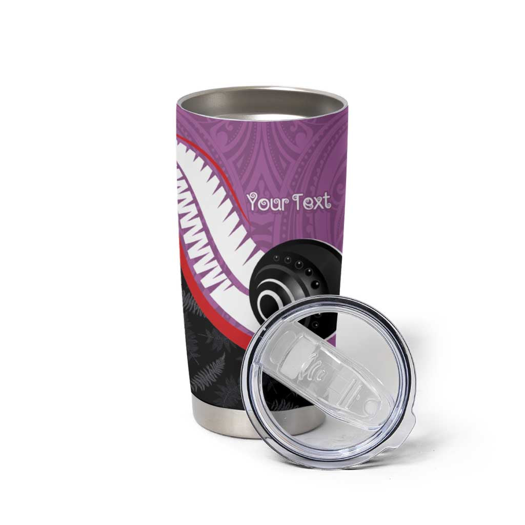 Personalised Aotearoa Lawn Bowls Tumbler Cup Maori and Silver Fern Sporty Style Pink Color - Aussie Hoodie