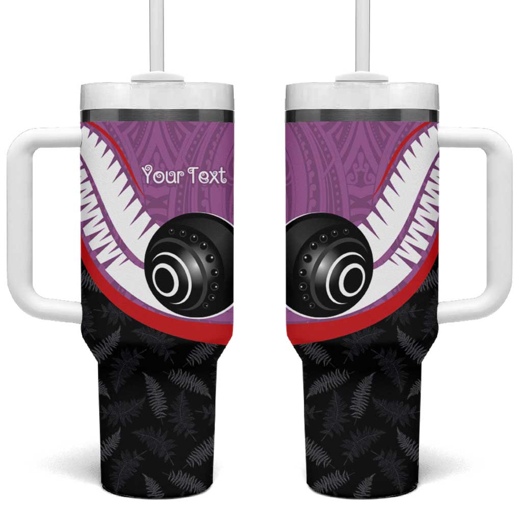 Personalised Aotearoa Lawn Bowls Tumbler With Handle Maori and Silver Fern Sporty Style Pink Color - Aussie Hoodie