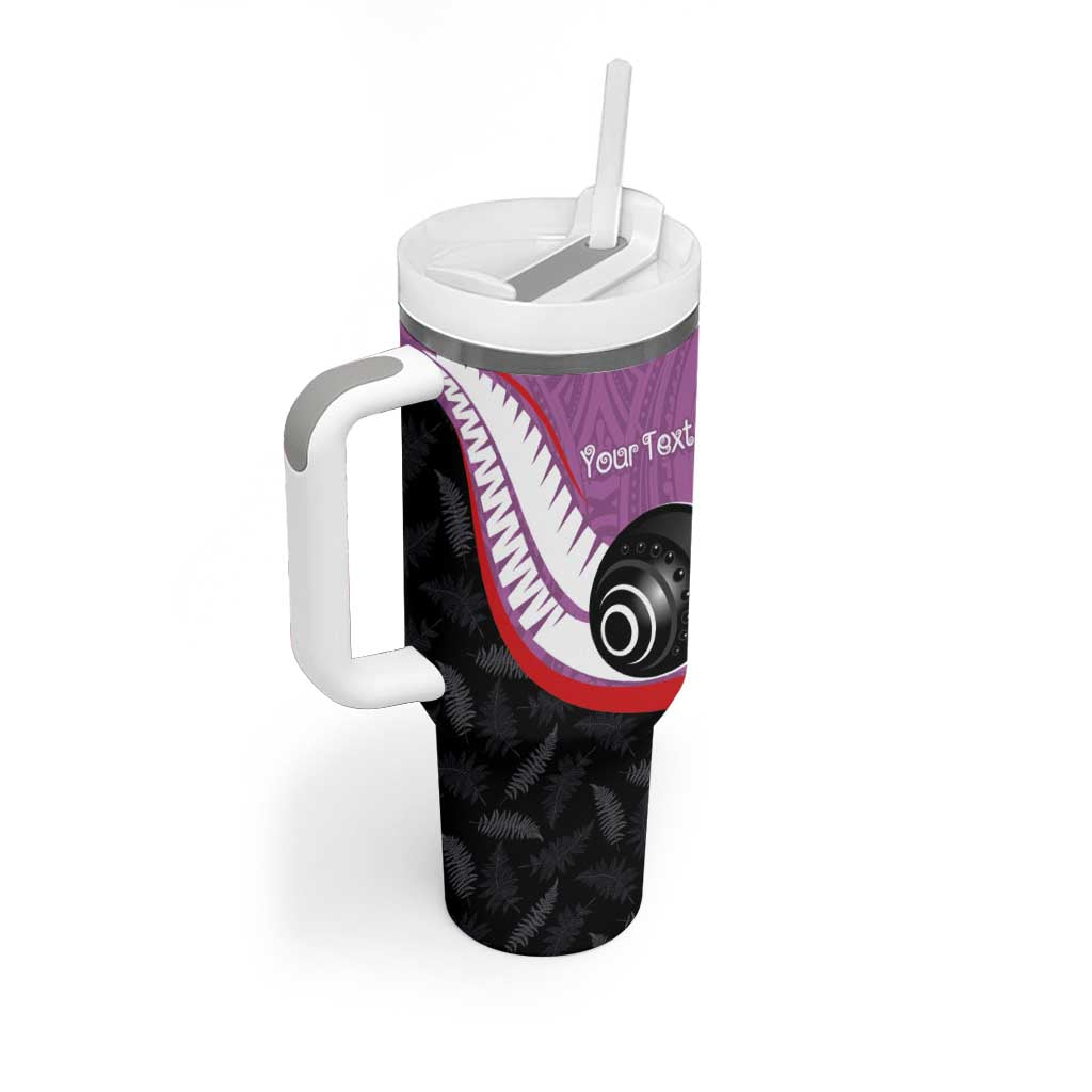 Personalised Aotearoa Lawn Bowls Tumbler With Handle Maori and Silver Fern Sporty Style Pink Color - Aussie Hoodie
