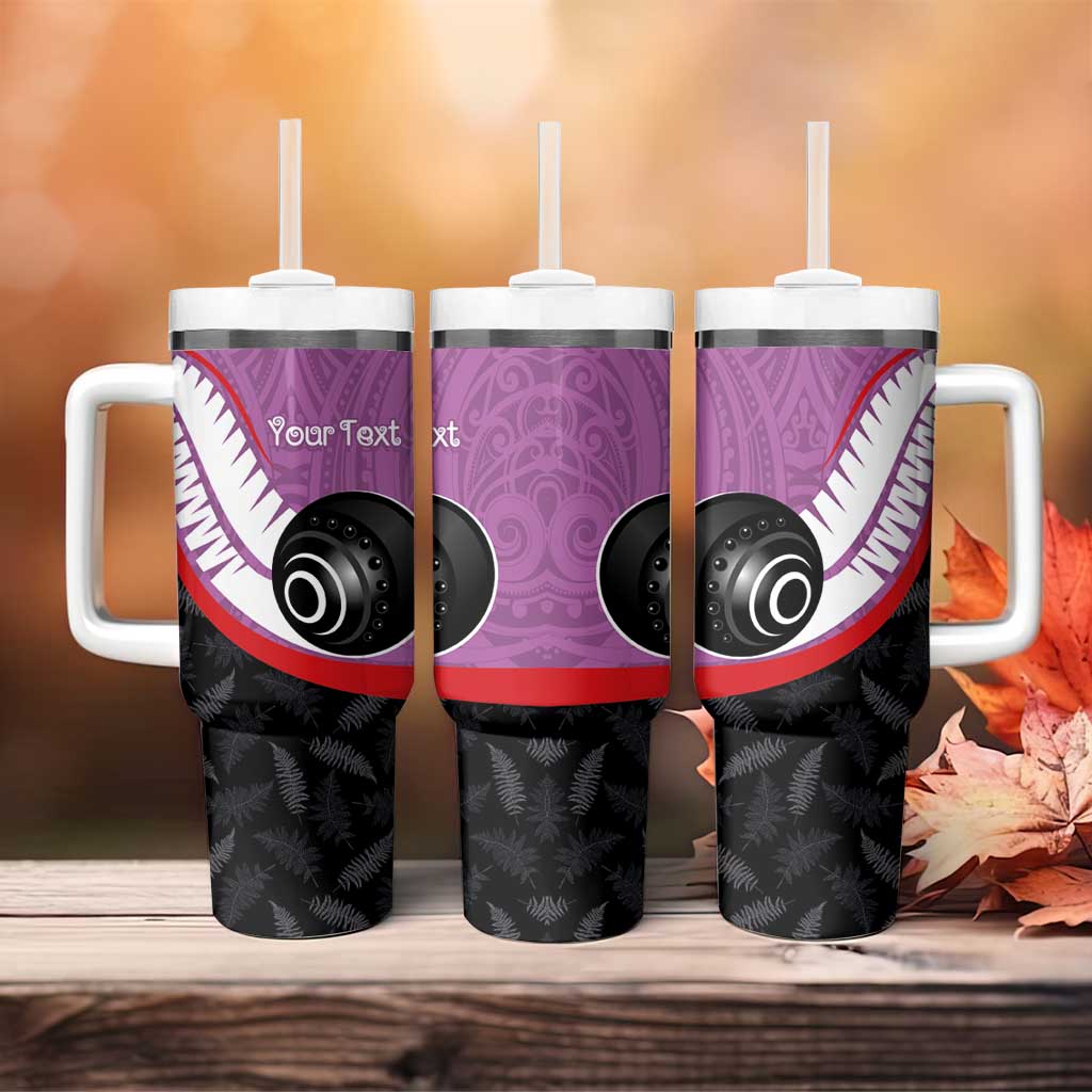 Personalised Aotearoa Lawn Bowls Tumbler With Handle Maori and Silver Fern Sporty Style Pink Color - Aussie Hoodie