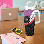 Personalised Aotearoa Lawn Bowls Tumbler With Handle Maori and Silver Fern Sporty Style Pink Color - Aussie Hoodie