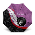 Personalised Aotearoa Lawn Bowls Umbrella Maori and Silver Fern Sporty Style Pink Color - Aussie Hoodie
