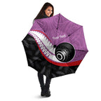 Personalised Aotearoa Lawn Bowls Umbrella Maori and Silver Fern Sporty Style Pink Color - Aussie Hoodie