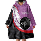Personalised Aotearoa Lawn Bowls Wearable Blanket Hoodie Maori and Silver Fern Sporty Style Pink Color - Aussie Hoodie