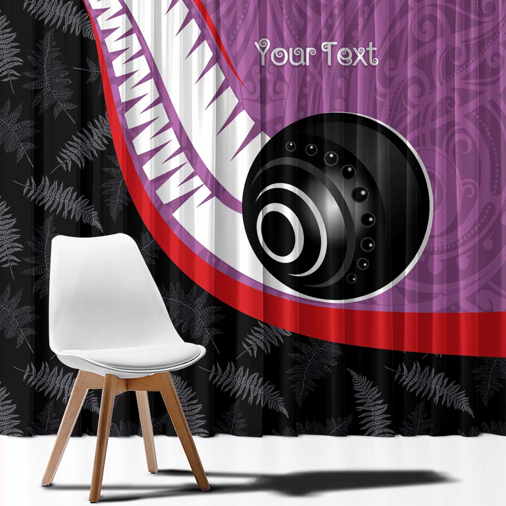 Personalised Aotearoa Lawn Bowls Window Curtain Maori and Silver Fern Sporty Style Pink Color - Aussie Hoodie