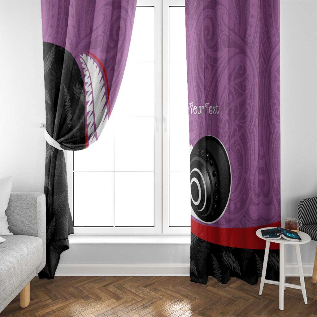 Personalised Aotearoa Lawn Bowls Window Curtain Maori and Silver Fern Sporty Style Pink Color - Aussie Hoodie