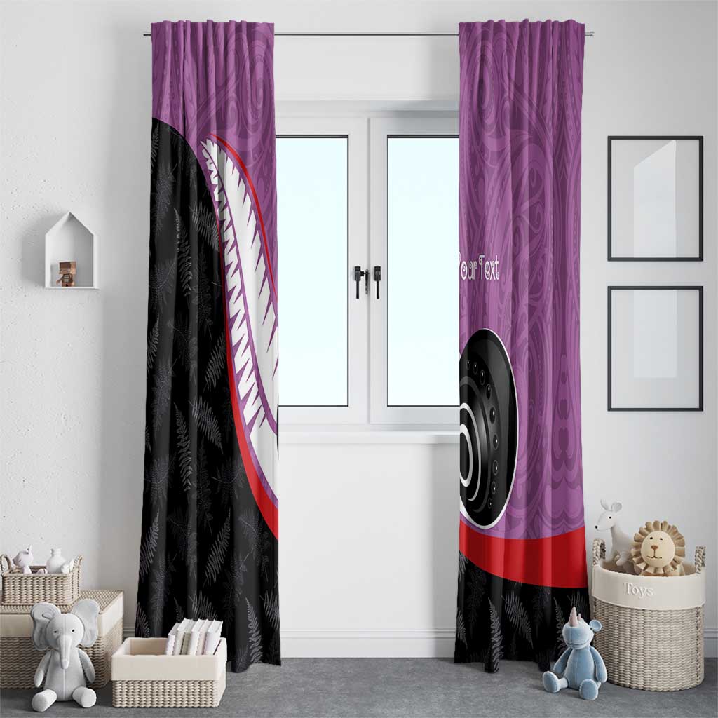 Personalised Aotearoa Lawn Bowls Window Curtain Maori and Silver Fern Sporty Style Pink Color - Aussie Hoodie
