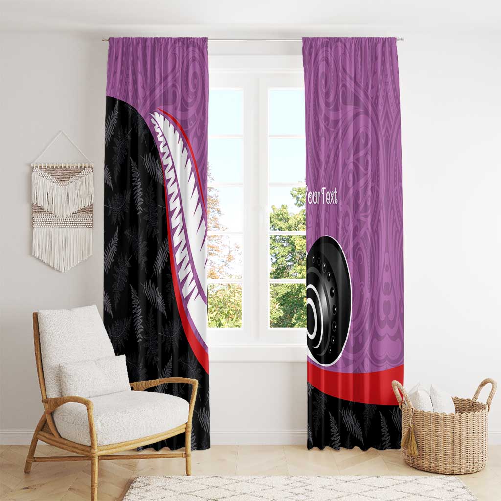 Personalised Aotearoa Lawn Bowls Window Curtain Maori and Silver Fern Sporty Style Pink Color - Aussie Hoodie